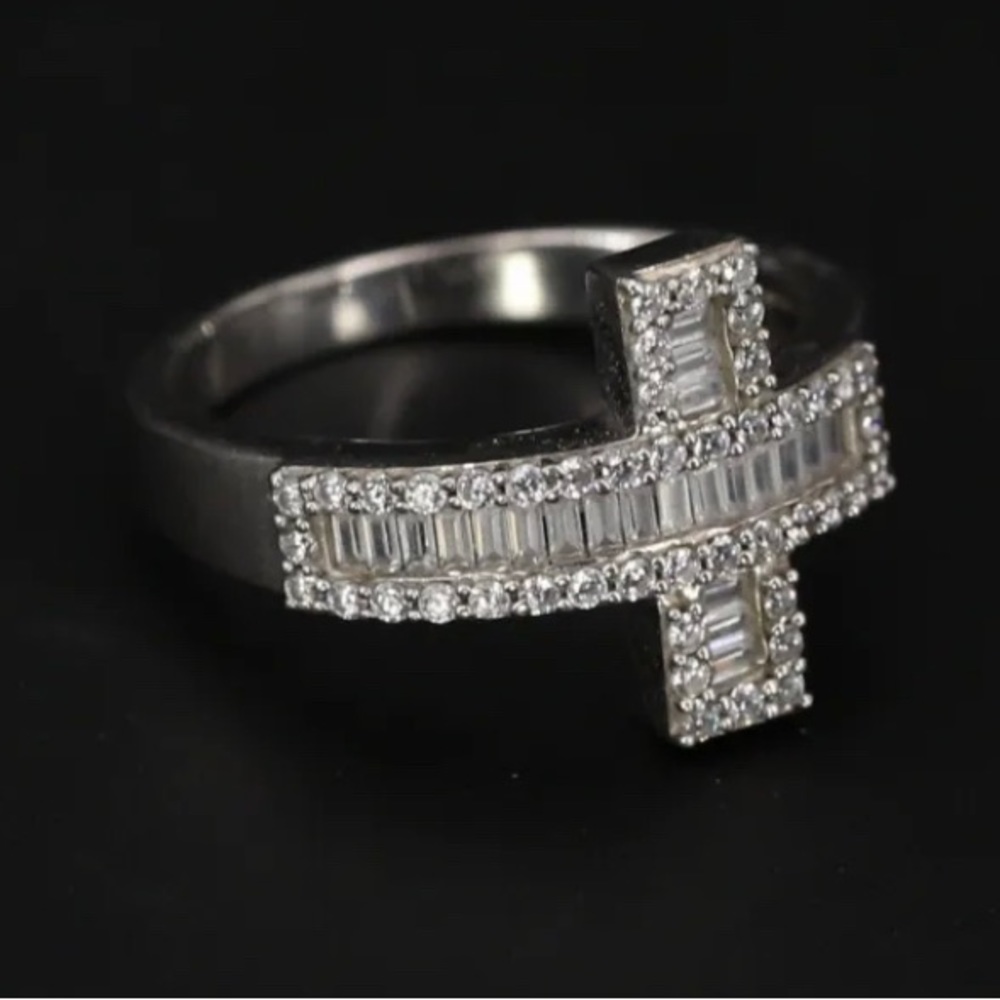 CZ Diamond pave cross ring